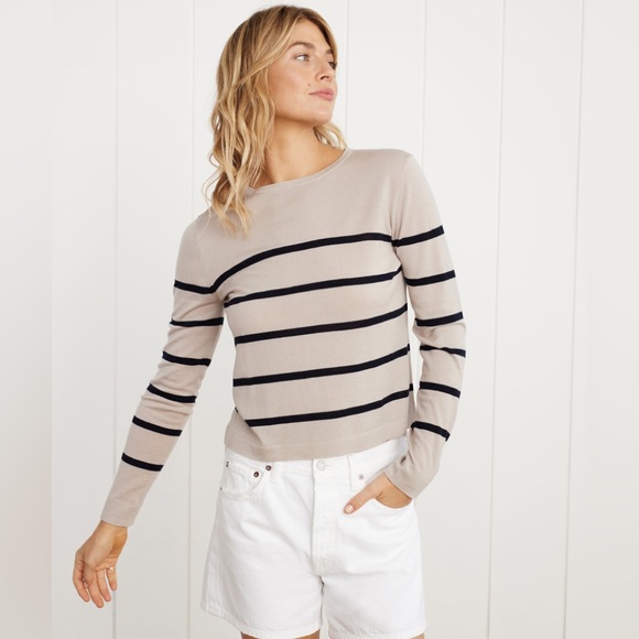 SOLD Jenni Kayne Mercer Crewneck Sweater in Ecru Stripe Size XL - Picture 2 of 11